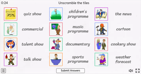 TV Programmes ESL Interactive Match Up Worksheet