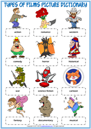 Types of Films ESL Printable Picture Dictionary For Kids