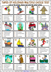 Holiday Types ESL Printable Multiple Choice Test For Kids