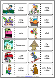 Holiday Types ESL Printable Dominoes Game For Kids