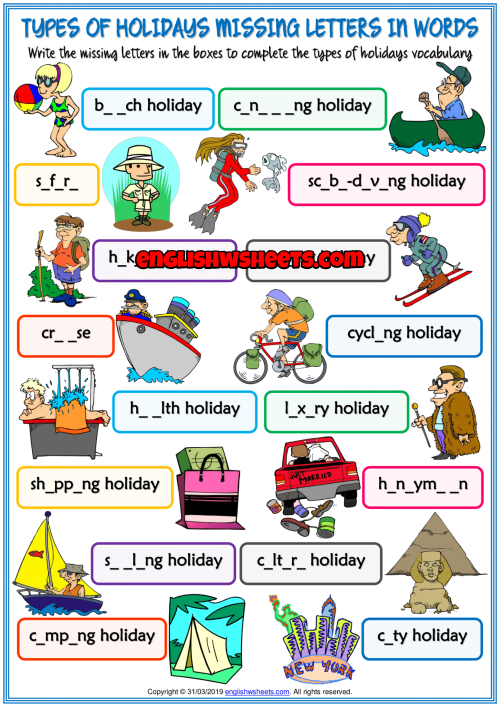 holiday-types-missing-letters-in-words-exercise-worksheet