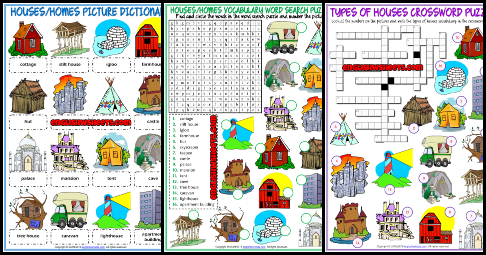 Types Of Houses Esl Vocabulary Worksheets