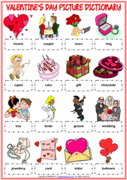 Valentine's Day ESL Picture Dictionary Worksheet For Kids