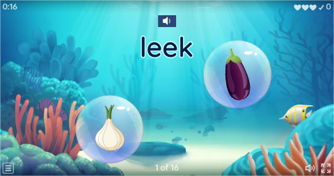 Vegetables ESL Vocabulary Flying Fruit Game