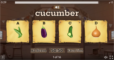 Vegetables ESL Interactive Vocabulary Quiz Show