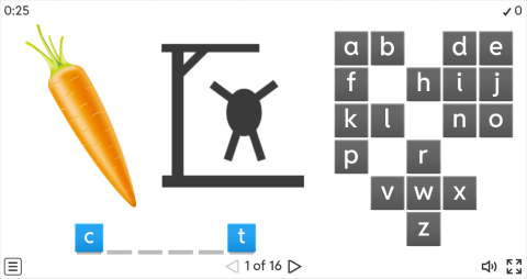 Vegetables ESL Interactive Hangman Game