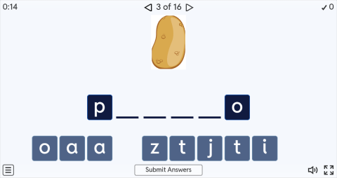 Vegetables ESL Interactive Spell The Word Worksheet