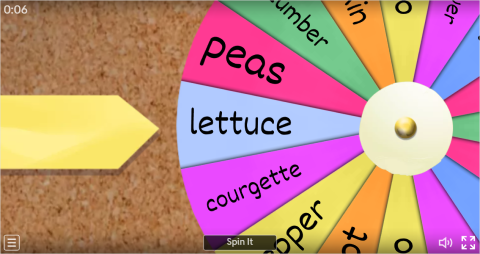 Vegetables ESL Interactive Spin The Wheel Worksheet