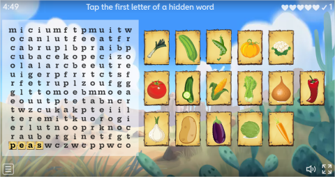 Vegetables ESL Interactive Wordsearch Puzzle