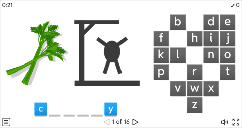 Vegetables ESL Interactive Hangman Game