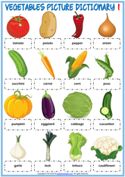 Vegetables ESL Printable Picture Dictionary Worksheets For Kids