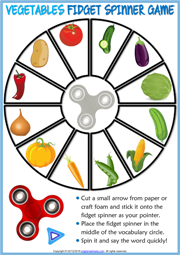 Vegetables ESL Printable Fidget Spinner Game For Kids