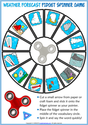 Weather Conditions ESL Printable Fidget Spinner Game