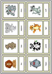 Wild Animals ESL Printable Vocabulary Learning Cards