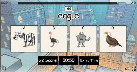 Wild Animals ESL Interactive Vocabulary Quiz Show