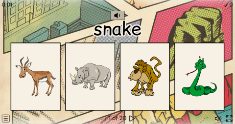 Wild Animals ESL Interactive Vocabulary Quiz