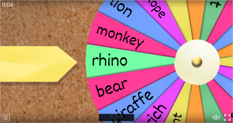 Wild Animals ESL Interactive Spin The Wheel Worksheet