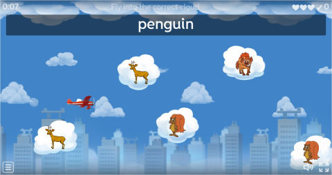 Wild Animals ESL Vocabulary Airplane Game
