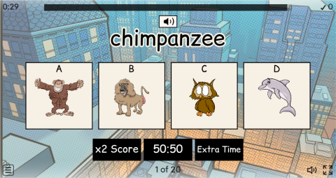 Wild Animals ESL Interactive Vocabulary Quiz Show