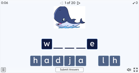 Wild Animals ESL Interactive Spell The Word Worksheet