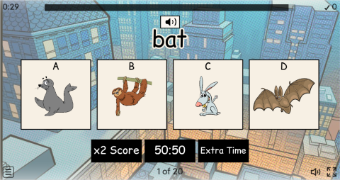 Wild Animals ESL Interactive Vocabulary Quiz Show