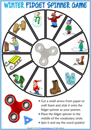 Winter ESL Printable Fidget Spinner Game For Kids