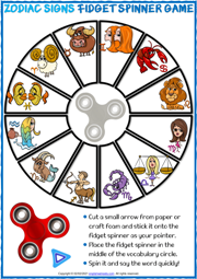 Zodiac Signs ESL Printable Fidget Spinner Game For Kids